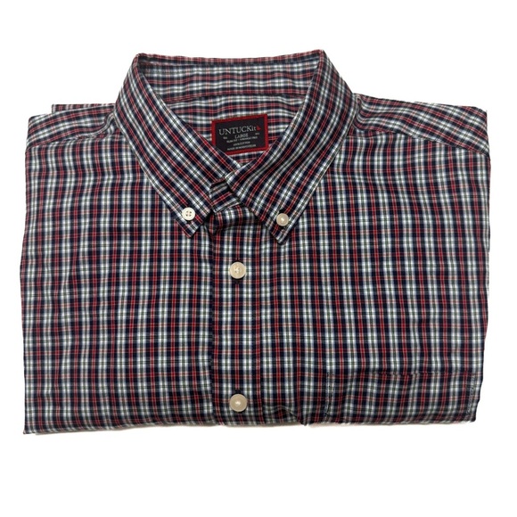 UNTUCKit Men's Plaid Shirt in Red and Blue - Picture 2 of 4